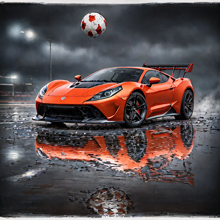A car playing soccer, digital art